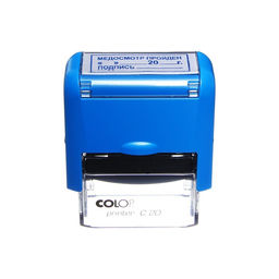 Штамп автоматический Медосмотр пройден _ 20__г. Подпись __, 14 х 38 мм, синий - Calligrata фото 2