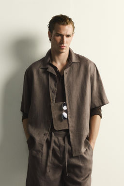 CAMISA RELAXED FIT 100% LINO / Marr?n / Topo - Zara фото 11