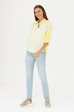 Женские голубые джинсовые брюки