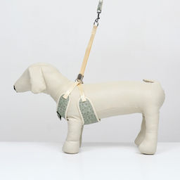 Комплект с мягкой шлейкой Веточки, размер L, поводок 120 х 1,5 см, ОГ 42-76 см, серый - Пижон фото 2