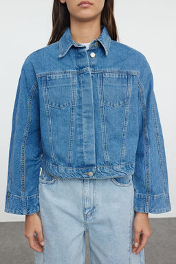 Mavi Dikis Detayl? Denim Ceket TWOAW25CE00016 - Trendyolmilla фото 3
