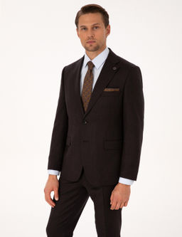 Kahverengi Slim Fit %100 Y_n Tak_m Elbise
