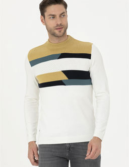 Ekru Slim Fit Yar_m Bal_k__ Yaka Triko Kazak - Pierre cardin фото 3