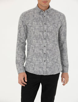 Рубашка Pierre Cardin Slim Fit серая с длинным рукавом