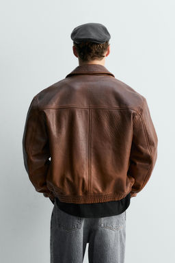 VINTAGE-EFFECT LIMITED EDITION LEATHER JACKET - Zara фото 3