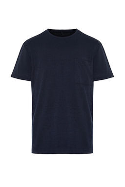 Lacivert Regular/Normal Kesim Cepli Keten Gorunumlu K?sa Kol T-Shirt TMNSS24TS00046 - Trendyolmilla фото 7