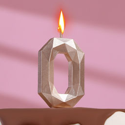 Свеча в торт на шпажке «Многогранник», цифра 0, 7 см, шампань