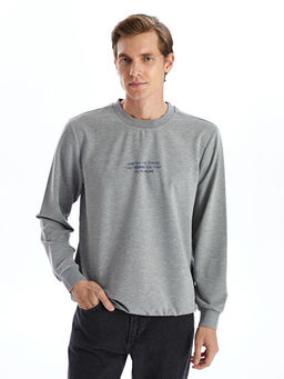 Bisiklet Yaka Uzun Kollu Erkek Sweatshirt