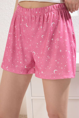 Trendyolmilla Beyaz-Pembe %100 Pamuklu Galaksi Desenli Sortlu Orme Pijama Tak?m? THMSS25PT00219 фото 4