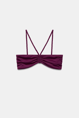 TOP BIKINI BANDEAU TIRANTES TRENZADOS / Berenjena - Zara фото 7