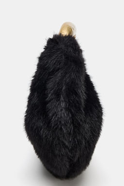 FAUX FUR HANDBAG WITH METAL HANDLE - Zara фото 3