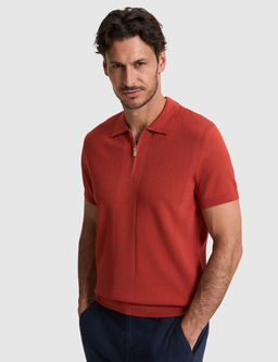 Kiremit Slim Fit Polo Yaka Fermuarl_ Triko Ti__rt