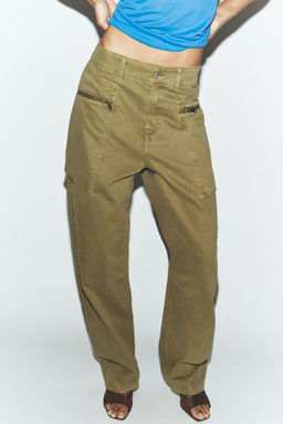 Z1975 MID-WAIST CARGO JEANS WITH ZIPS - Zara фото 2