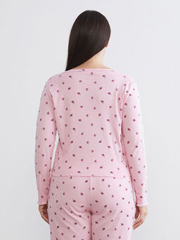 B?y?k Beden U Yaka ?i?ekli Kad?n Pijama ?st?