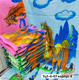 Махровые полотенца с рисунком лошадь (12 шт.), размер 32/70