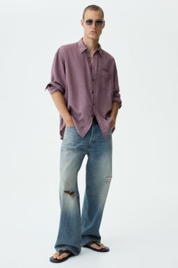 Camisa en mezcla de lino Relaxed Fit - H&m фото 4