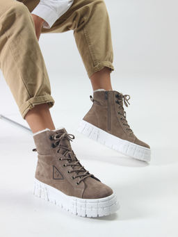 Ботинки 216.212131w. коричневый капучино замша/Шерсть