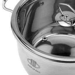 Кастрюля из нержавеющей стали Аксай 4,8л, д23,5см h14,4см, s0,45мм, матовая полировка, стеклянная крышка, металлические ручки, с теплораспределительным дном 0,5см, цветная коробка (Китай) - Домашняя мода фото 4