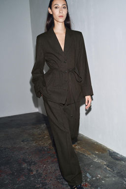 HERRINGBONE BLAZER WITH BELT ZW COLLECTION - Zara фото 4