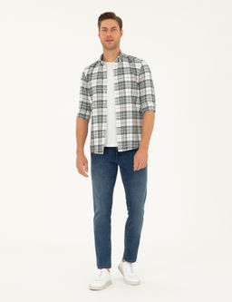Su Ye_ili Ekose Slim Fit Uzun Kollu G_mlek