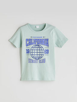 Bisiklet Yaka California Bask?l? Erkek ?ocuk ?ortlu Pijama Tak?m?