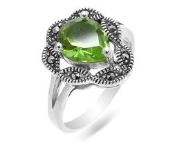 Кольцо из серебра султанит, марказит, SL-AGA1629