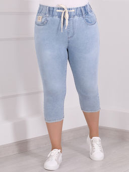 Голубые джинсовые капри женские больших размеров - Almond фото 5