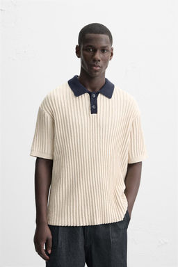 CONTRAST KNIT POLO SHIRT - Zara фото 9