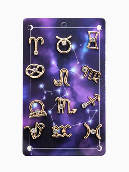 Цена за 12 шт. Значок Знаки зодиака гороскоп, белый в золоте