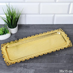 Поднос прямоугольный 37,5х14,5 см / 375145 /уп 200/золото - Галеонтрейд фото 3