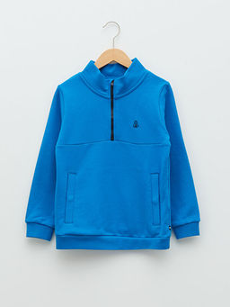 Dik Yaka Nak?? Detayl? Uzun Kollu Erkek ?ocuk Sweatshirt