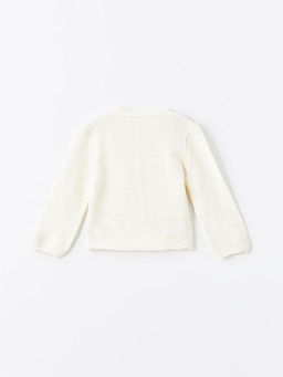 Bisiklet Yaka ?i?ek Nak??l? K?z ?ocuk Triko H?rka