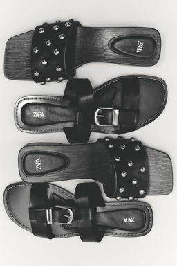 DOUBLE-STRAP FLAT SANDALS WITH BUCKLE