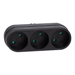 S-ES3-16O BLACK Разветвитель сетевой, б/з. 3 гнезда. 16А, 3500Вт. Черный. ТМ Uniel