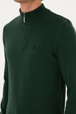 Erkek Slim Fit Yar_m Fermuarl_ Koyu Ye_il Basic Kazak - U.s. polo assn фото 7