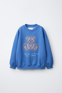 SUDADERA PARCHE OSO CUADROS / Azul?n - Zara фото 2