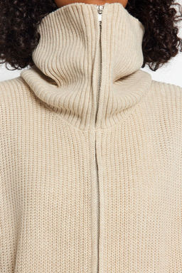 Tas Genis Kal?p Devrik Yaka Fermuarl? Triko H?rka TWOAW24HI00072