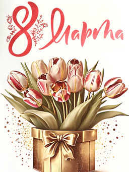 Цена за 2 шт. Пакет подарочный крафт «С 8 Марта!», 21 х 11 х 27 см