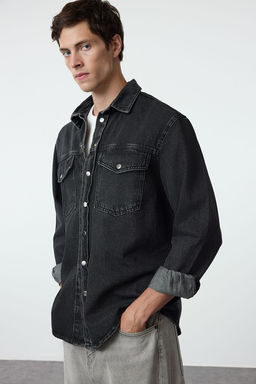 TRENDYOL MAN Bej %100 Pamuk Unisex Regular Fit Denim Kot Gomlek TMNAW25CE00000 - Trendyolmilla фото 2