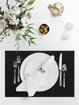 Салфетка сервировочная 45x30, 1шт. чёрный полиэстер, ПВХ