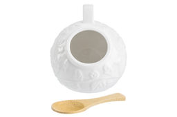 Банка д/соли 180 мл 10*10*10,5 см "Птички на ветке" с деревянной ложкой