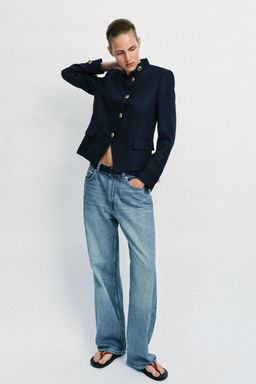 BLAZER ENTALLADA BOT?N DORADO / Marino