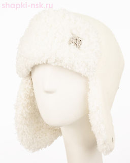 Бархат корот.уши барашек Ушанка лого МА стразы флис (56-58)