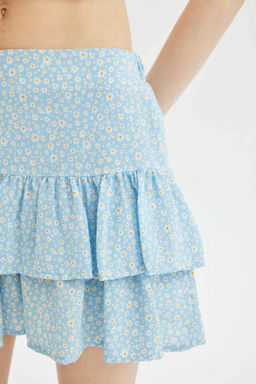 Марокканская мини-юбка с крутым принтом и высокой талией - Defacto фото 4