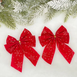 Цена за 4шт. Бант на ёлку "Золотой узор" 12см (набор 2шт)