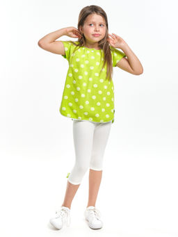 Комплект для девочки детский сад с лосинами UD 1358/4002 салатовый/касар