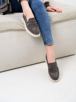 Лоферы туфли EDART 176.1593 be. Серый замок замша  фото 19