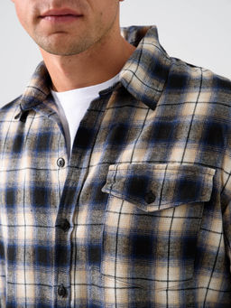 Рубашка Оптима Имидж фланель клетка темно-синий  фото 9