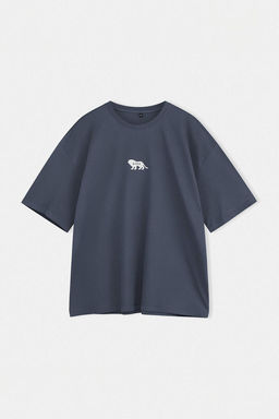 Trendyolmilla Man Buyuk Beden Koyu Kahverengi Oversize Hayvan Bask? ve Nak?sl? %100 Pamuklu T-Shirt TMNSS24BF00018  фото 9