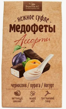 Медофеты суфле Ассорти курага/йогурт/клубника, 150 гр